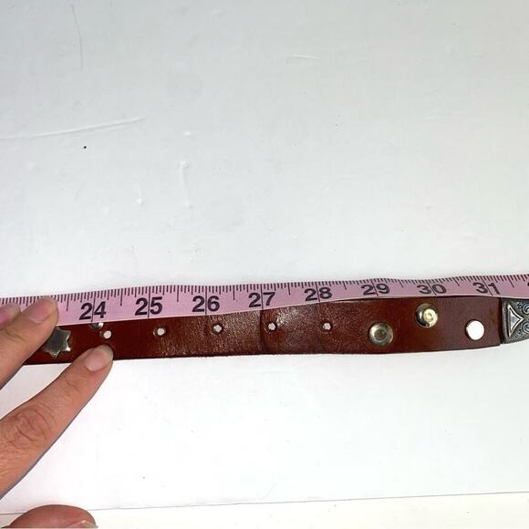 Vintage Western Studded Belt Brown Leather Star Coastal Cowgirl Womens Small - Picture 9 of 10